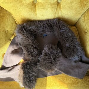 Brown Faux Fur Bolero Sweater (M)